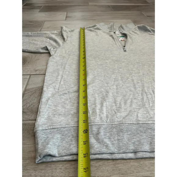 Three Dots Quarter Front Zip Pullover Collared Long Sleeve Gray Sweater Size XL - Picture 8 of 9